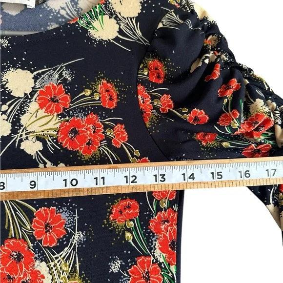 VERONICA WOMANS MIDI SLIP ON DRESS STRETCH RUCHED SLEEVE SZ XS - Picture 6 of 12